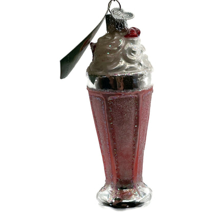Milkshake Ice Cream Drink Pink Ornament Blown Glass OWC Old World Christmas Tree