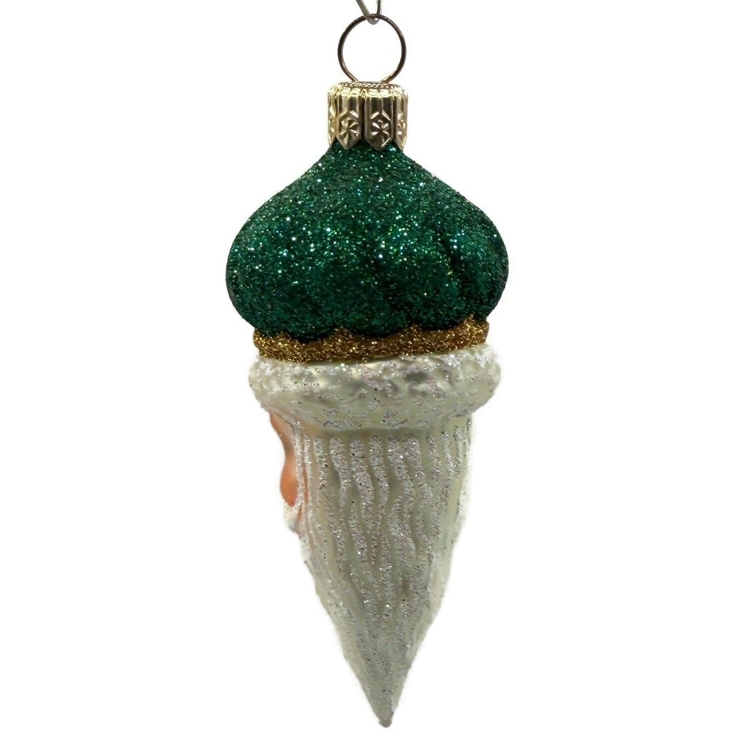 Patricia Breen Miniature Minsk Santa Head Green Hat Christmas Tree Ornament 2152