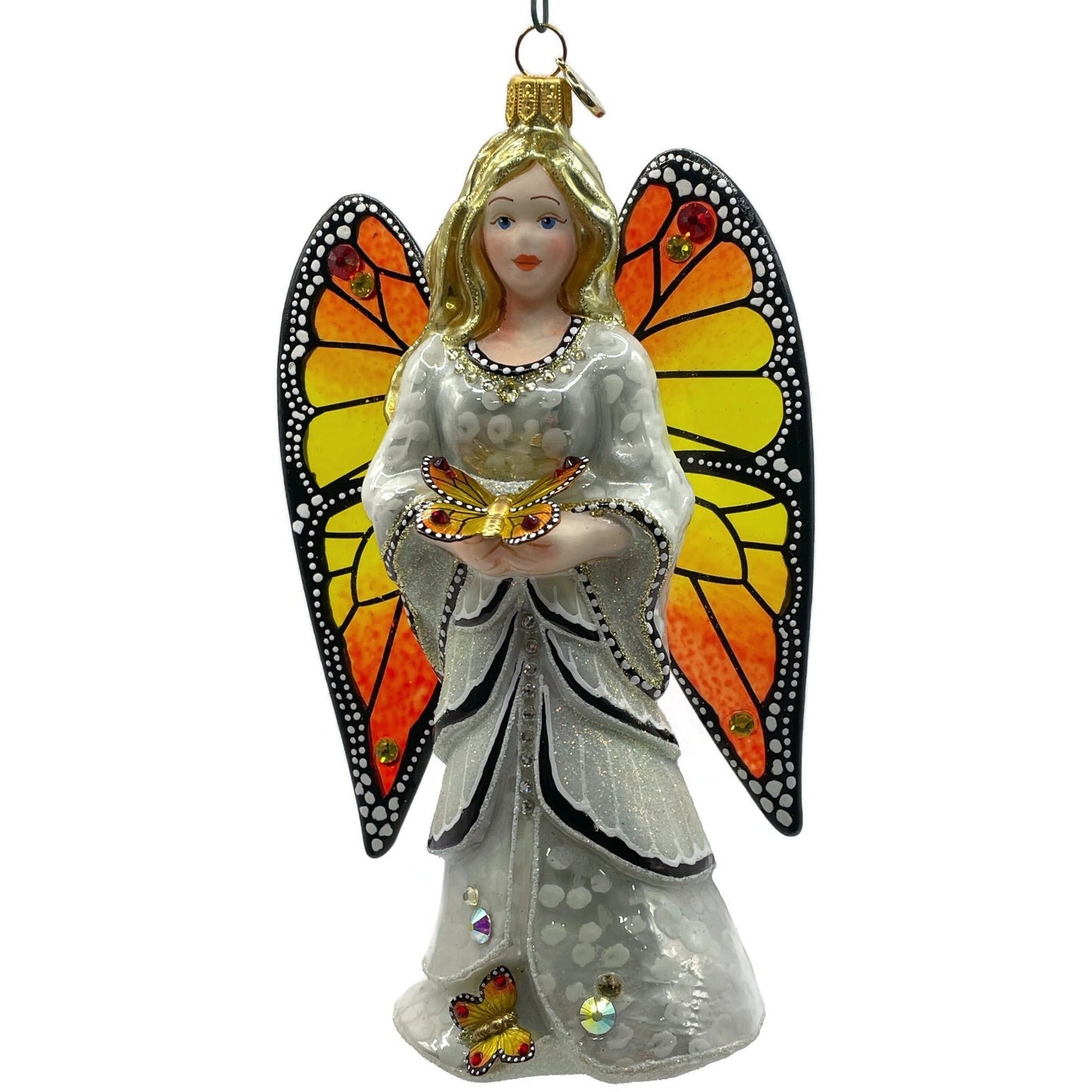 Glitter Lab Angel Betty Ornament White Leaves Butterfly Christmas Tree Decor