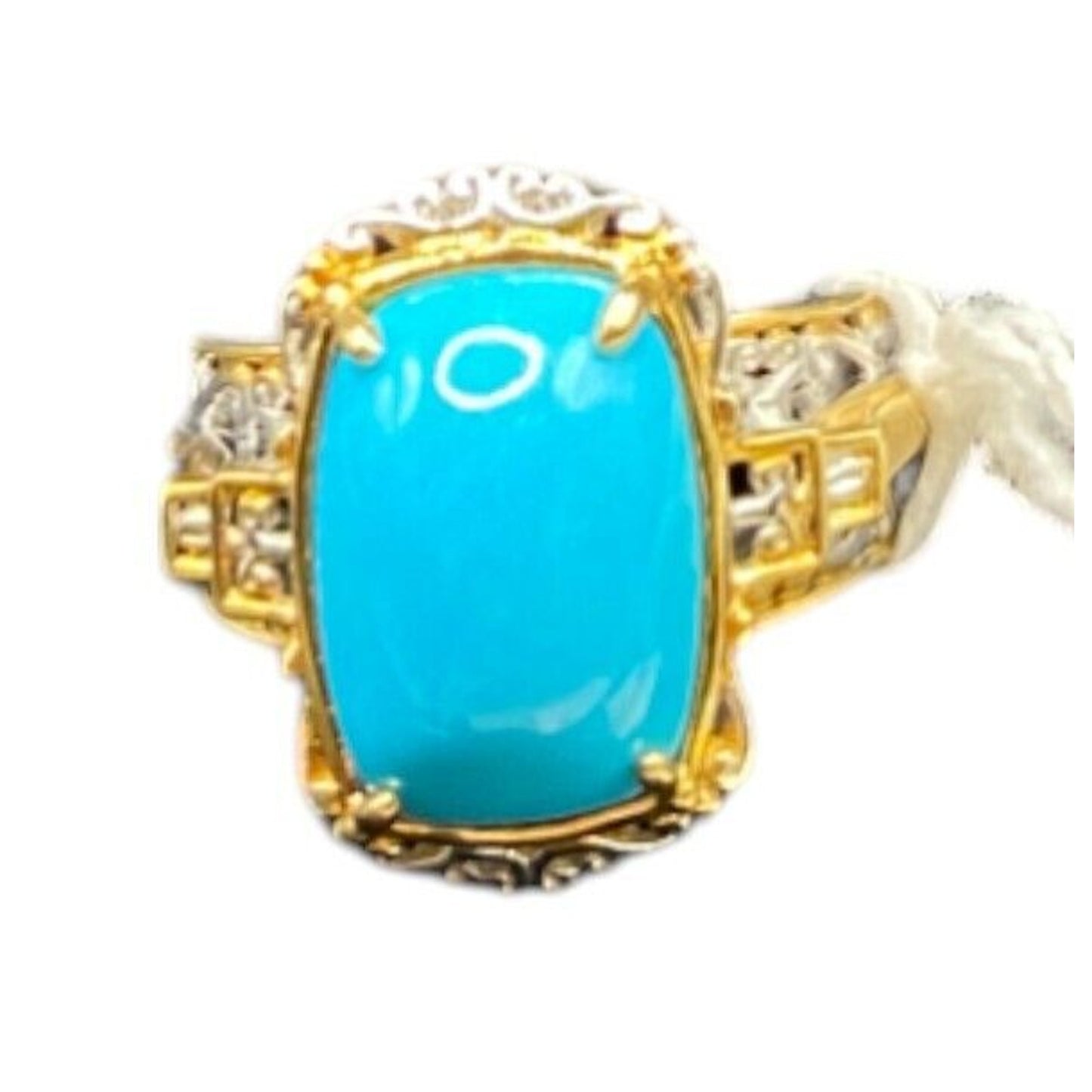 NH 925 Sterling Silver Ring Sleeping Beauty Turquoise Two Tone Gemstone Size 8