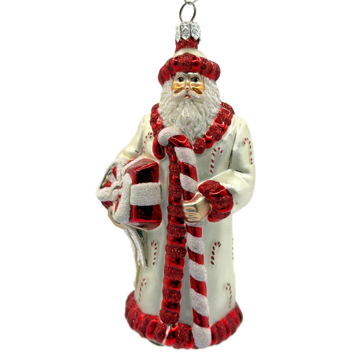 Patricia Breen Candy Cane Claus Red Matte Santa Present Christmas Ornament 2105