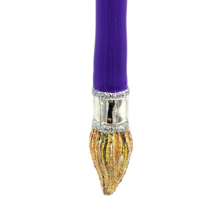 Patricia Breen Let's Paint Purple Artist Brush Glass Christmas Ornament 2673