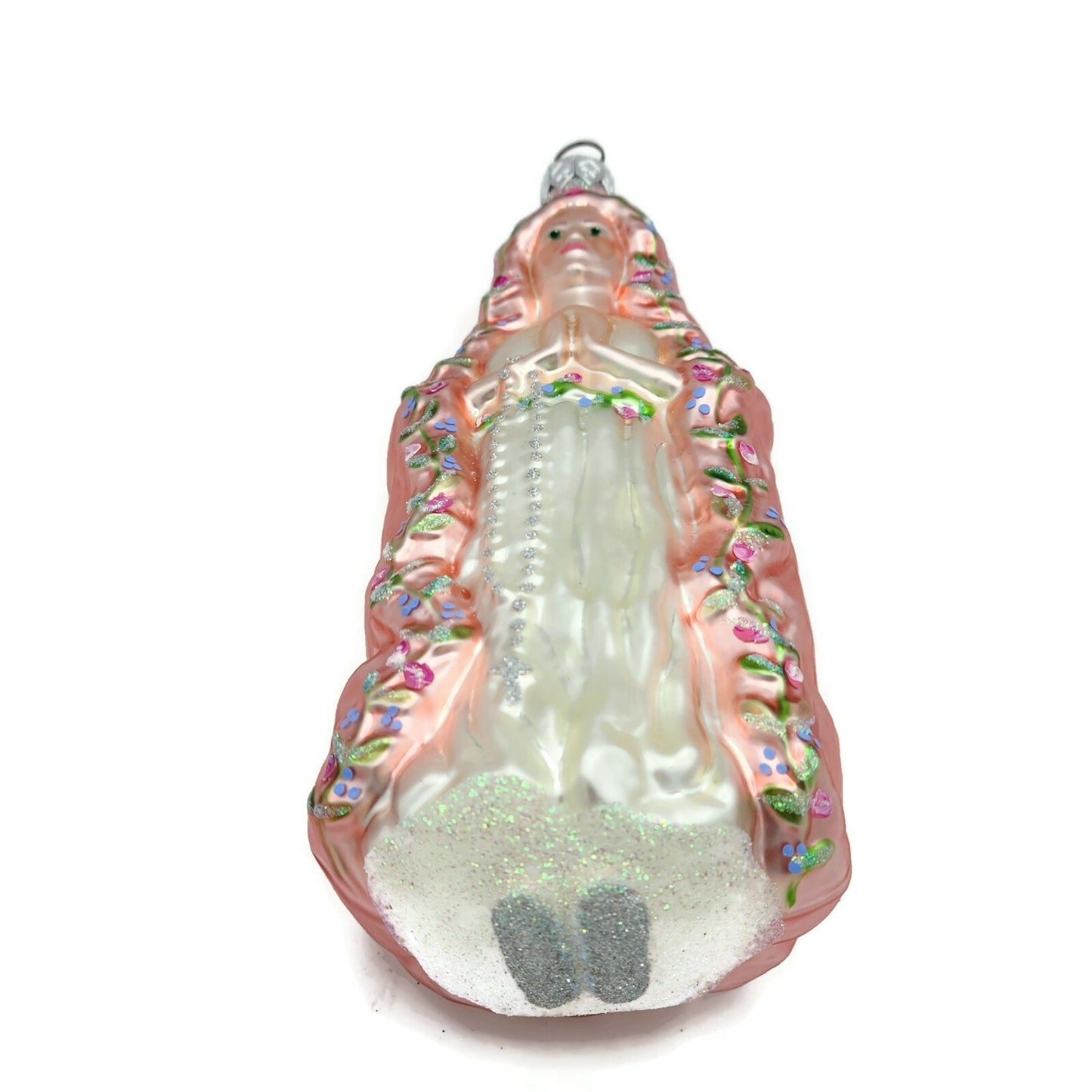 Patricia Breen Madonna of the Flowers Glittered Bottom Spring Christmas Ornament
