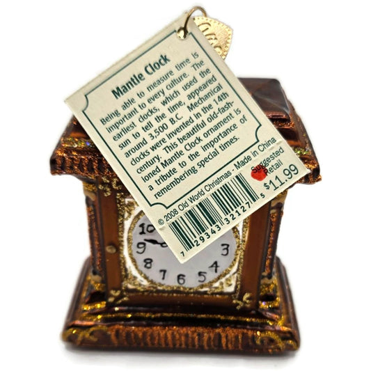 Old World Christmas "Mantle Clock" Glass Ornament - 2008 - New
