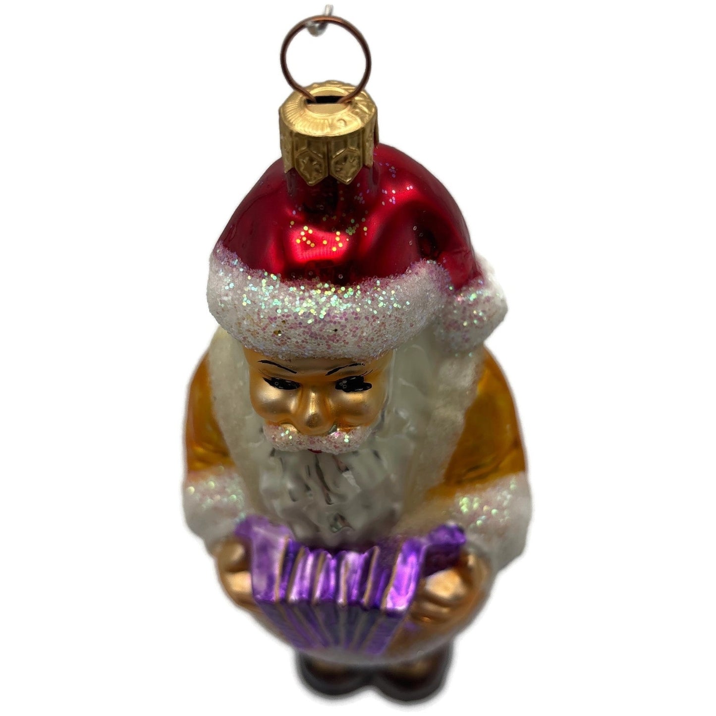 Christopher Radko Squeezebox Santa Yellow Christmas Tree Ornament 97-251-0