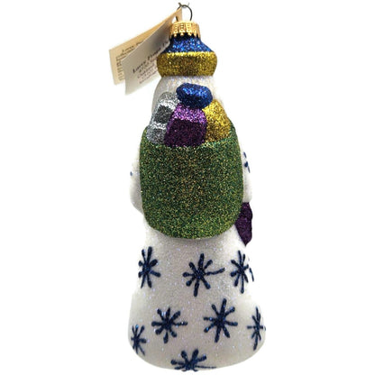 Larry Fraga Snowflake Flurry Glitter Series Santa Claus Glass Christmas Ornament