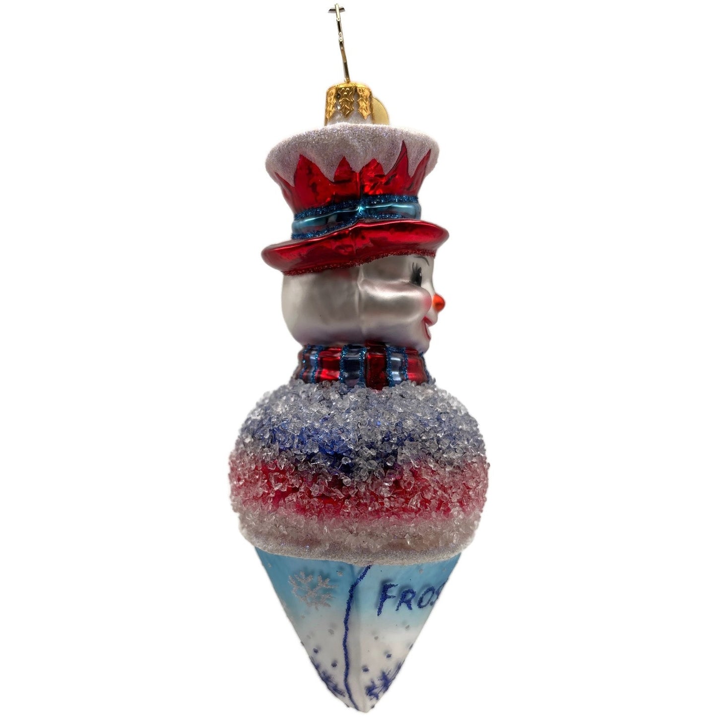 Christopher Radko Frosty Snowcone Snowman Glass Christmas Tree Ornament 1017249