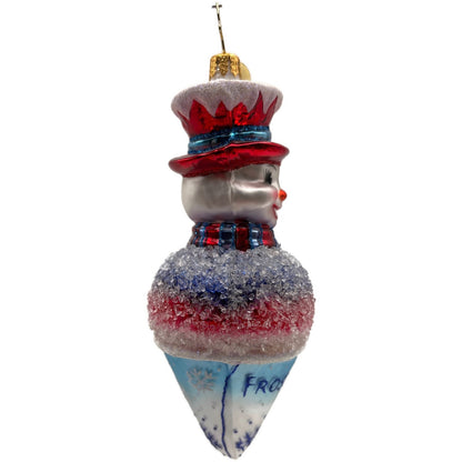 Christopher Radko Frosty Snowcone Snowman Glass Christmas Tree Ornament 1017249