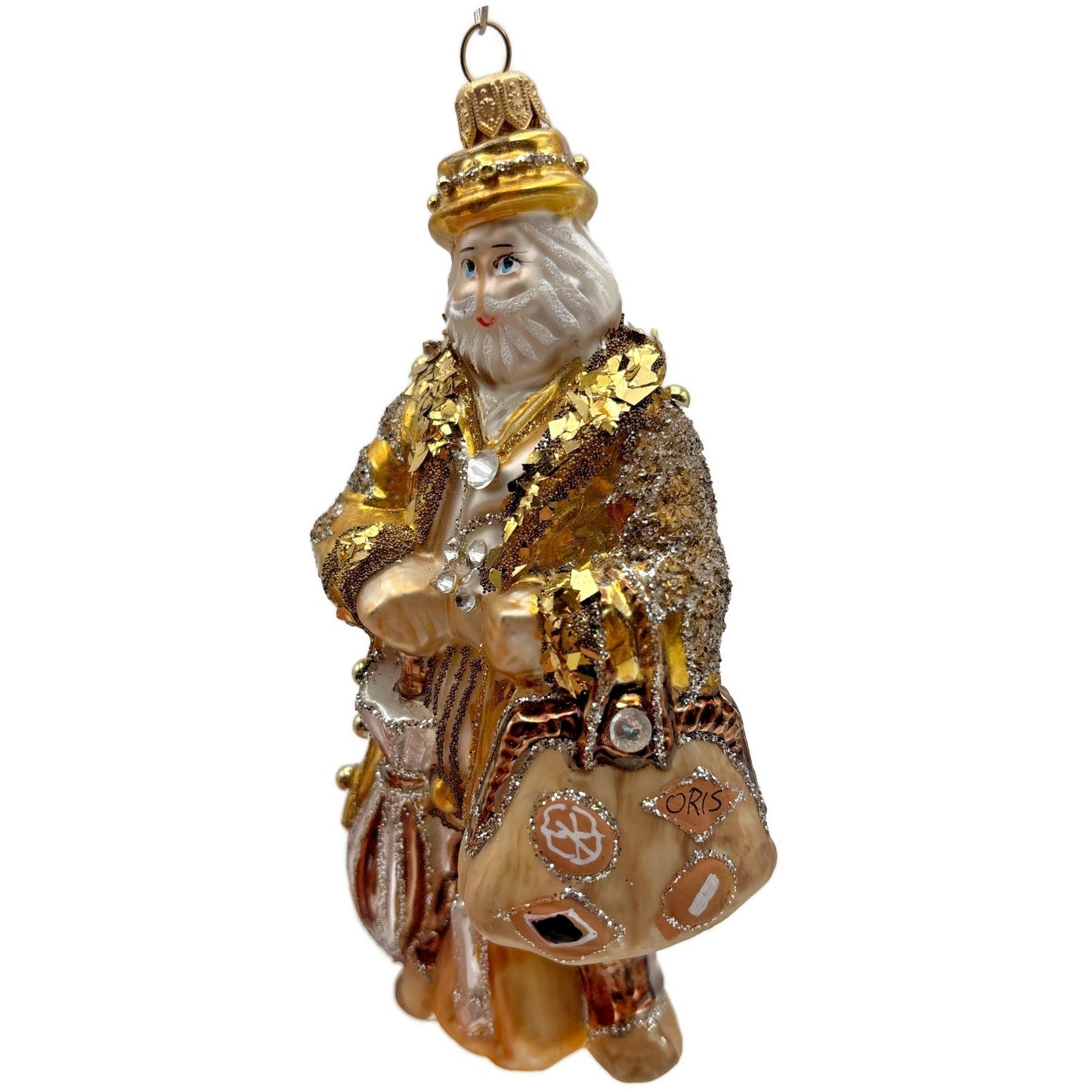 Heartfully Yours Old English Santa Claus Gold Jeweled Christmas Tree Ornament