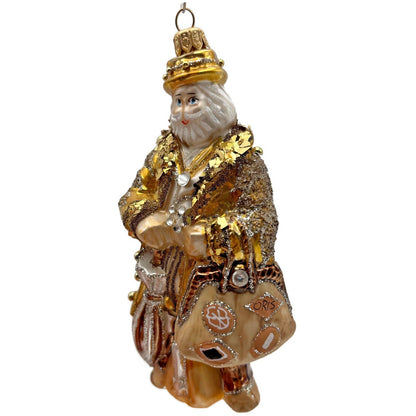 Heartfully Yours Old English Santa Claus Gold Jeweled Christmas Tree Ornament