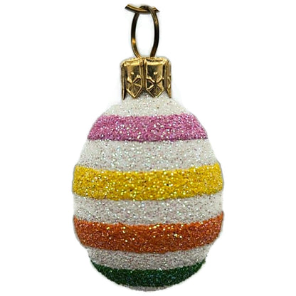 Patricia Breen Miniature Egg Spring Stripes Glass Easter Christmas Ornament 2629