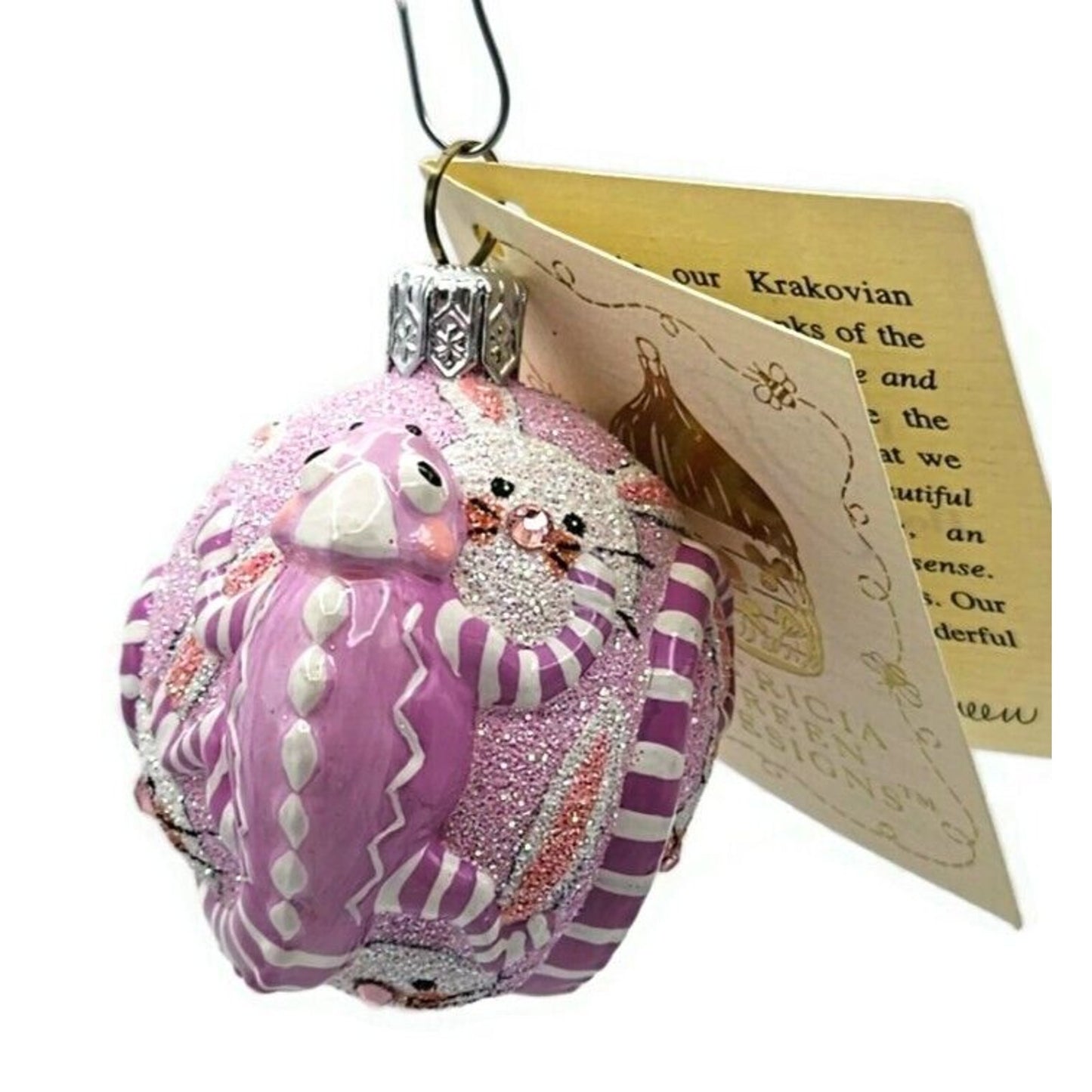 Patricia Breen James Twice Bunnies Chameleon Pink Easter Christmas Tree Ornament