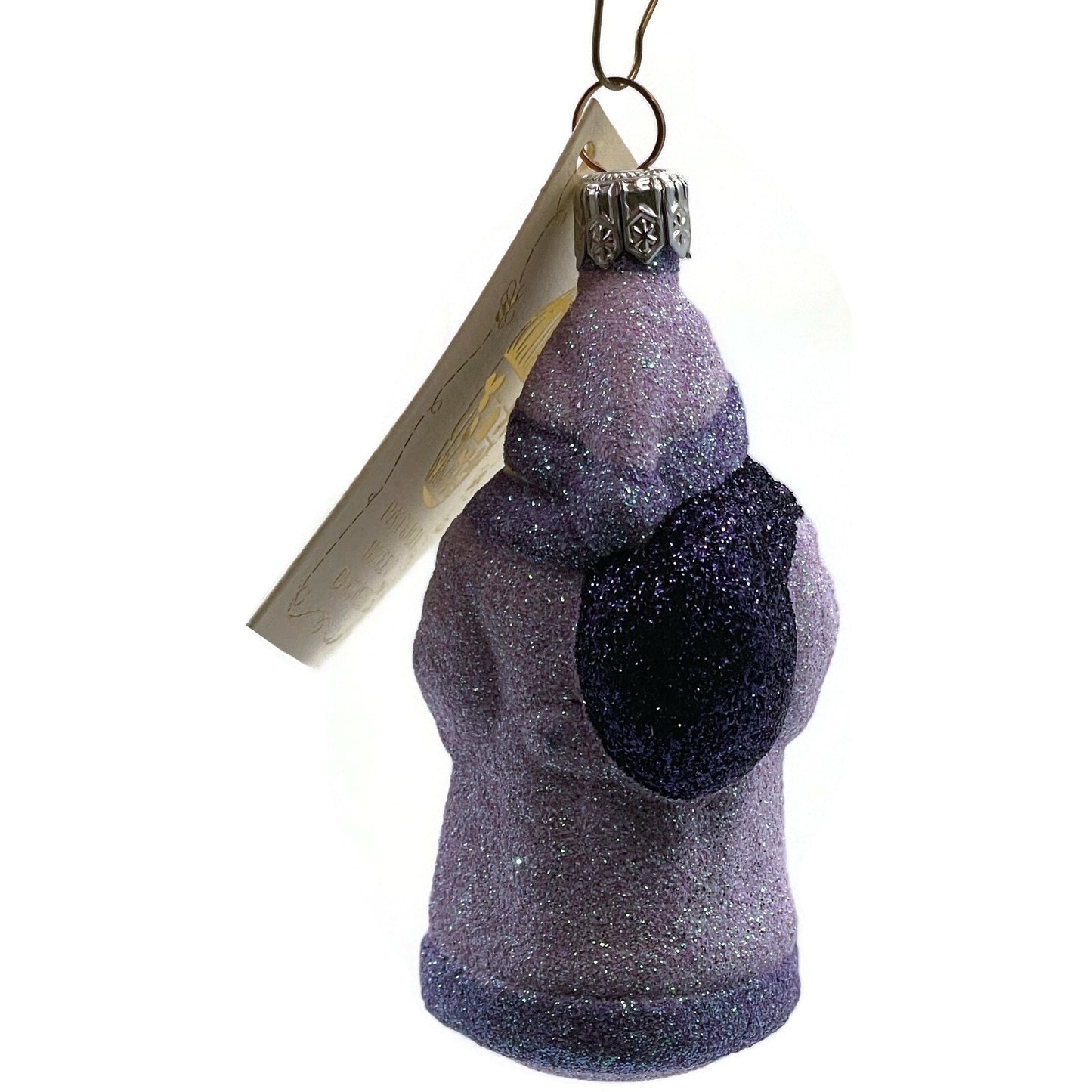 Patricia Breen Miniature Santa and Teddy Lavender Glittered Christmas Ornament