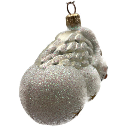 Patricia Breen Snow Angel in Flight Glittered White Gold Christmas Tree Ornament