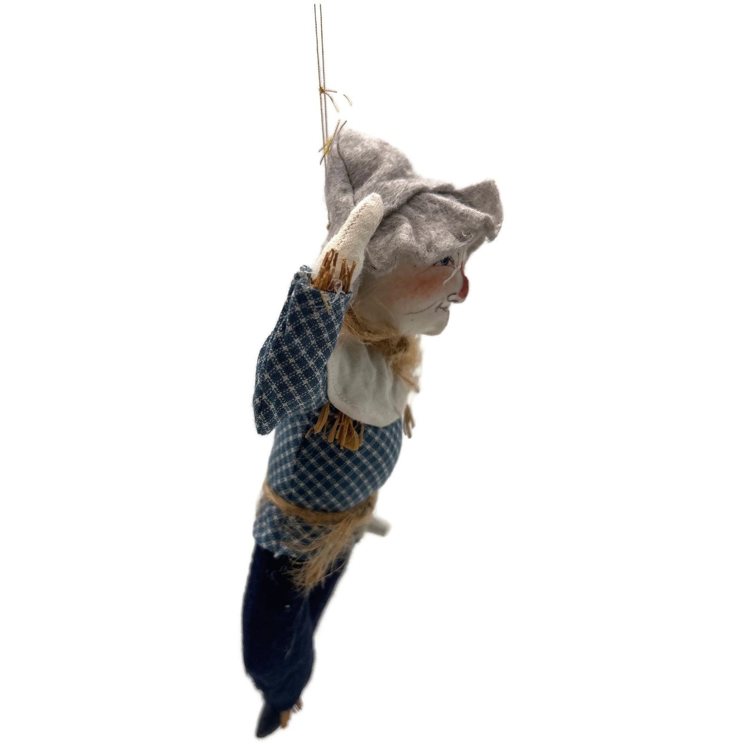 Gladys Boalt Scarecrow Wizard Of Oz Blue Fabric Christmas Tree Ornament Signed