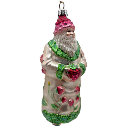 Patricia Breen Raspberry Santa Spring Fruit Green Pink Christmas Ornament NM