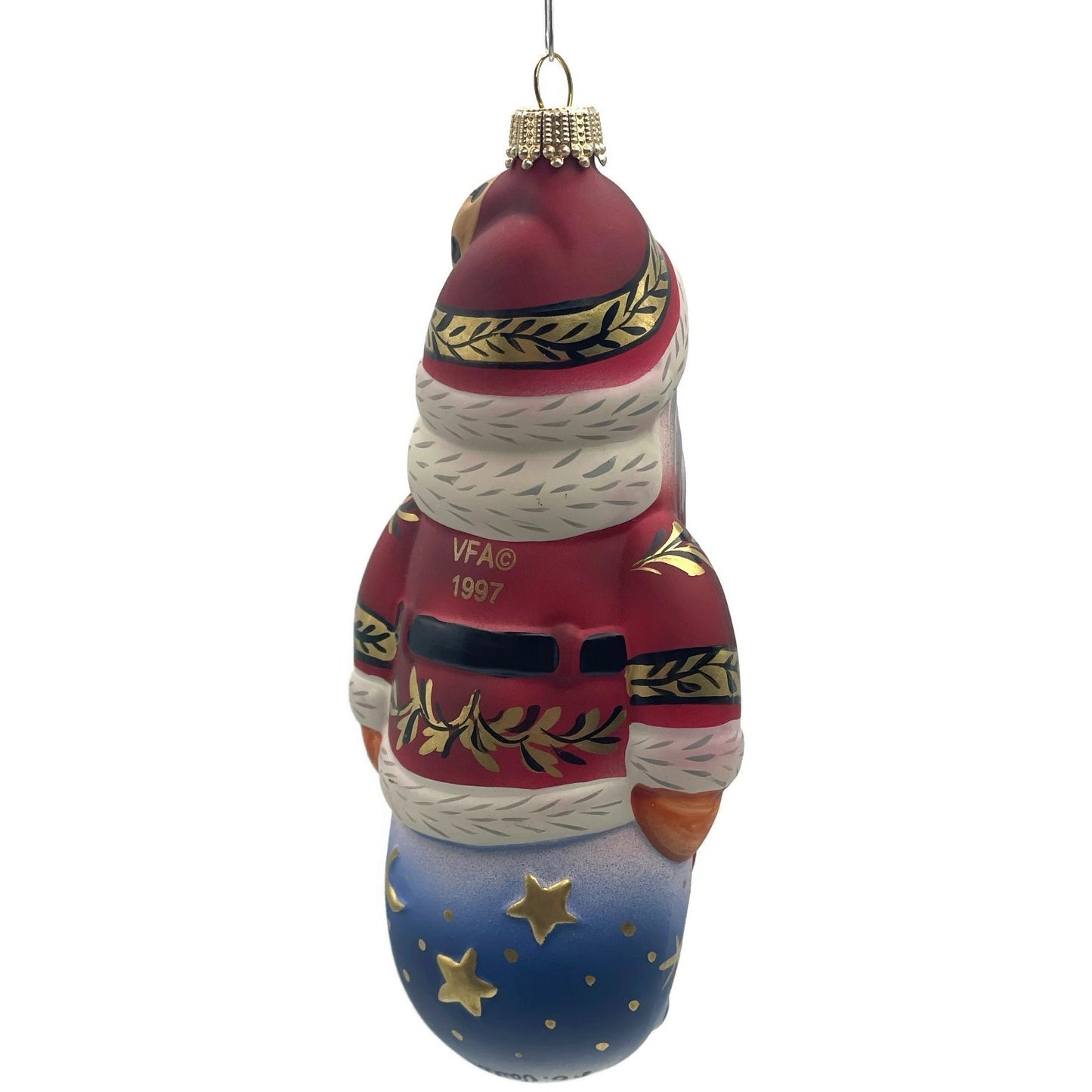 Vaillancourt Santa with Bell Red Coat Folk Art Chalk Christmas Tree Ornament