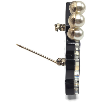 Coco Chanel Train Brooch 20C AB3237 Blue Black Gold Pearl CC Logo Rare