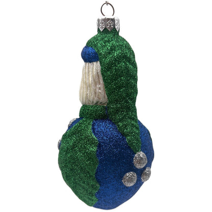 Patricia Breen Hollyberry Santa Claus Blue Green Silver Christmas Tree Ornament