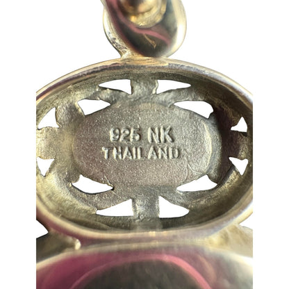 Purple Ruby Oval Cabochon Gemstone Pendant 925 Sterling Silver NK Signed