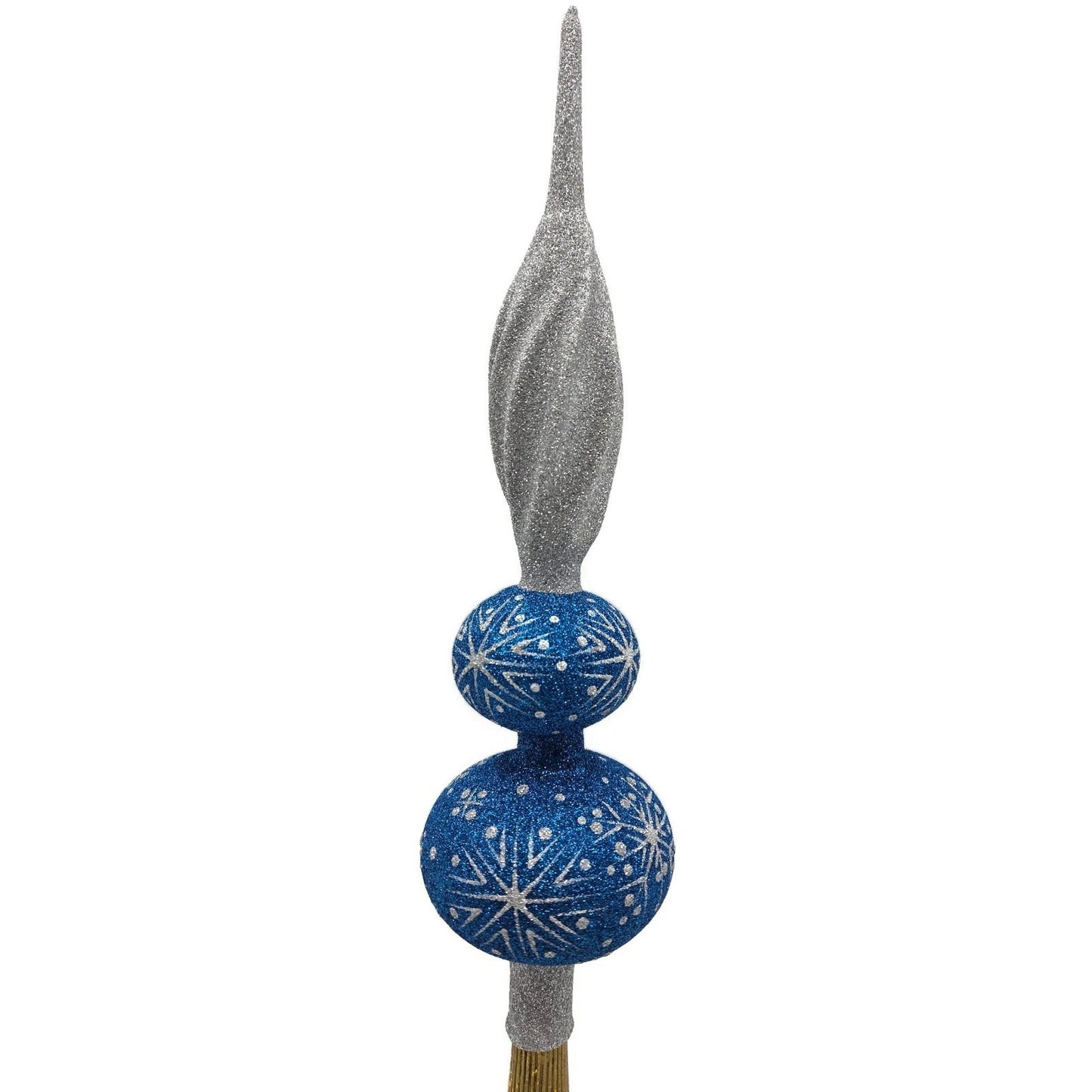 Patricia Breen Miniature Blizzard Finial Blue Silver Snow Christmas Tree Topper