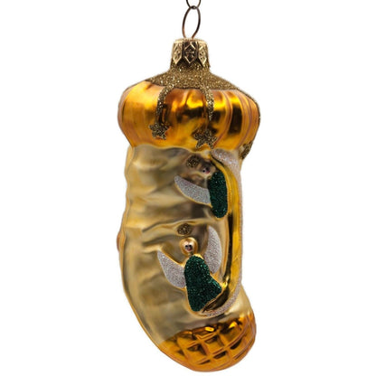 Patricia Breen Angel Stocking Gold Glitter Stars Christmas Tree Ornament