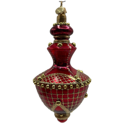 Glitter Lab Jeweled Hourglass Drop Red Gold Christmas Tree Ornament