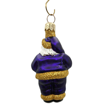 Patricia Breen Miniature HO HO HO Purple Santa Claus Christmas Tree Ornament