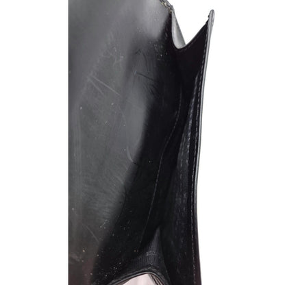 Burberry London Vintage Nova Check Leather Snap Bi-Fold Wallet Black Beige Plaid