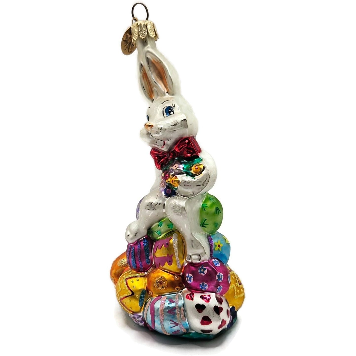 Christopher Radko Egg Hop Easter Bunny Egg Holiday Glass Ornament 004960
