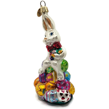 Christopher Radko Egg Hop Easter Bunny Egg Holiday Glass Ornament 004960