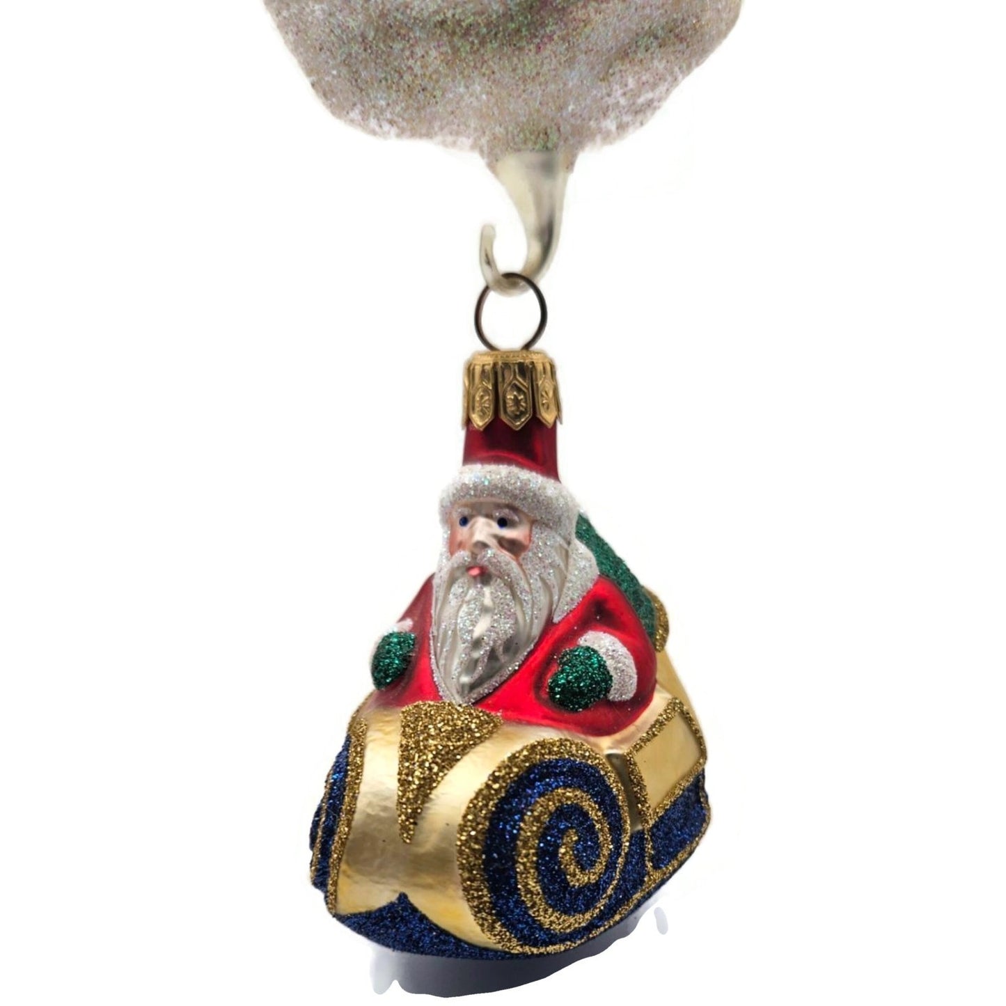 Patricia Breen Night Flight Santa Gold Sleigh Gold Moon Christmas Ornament