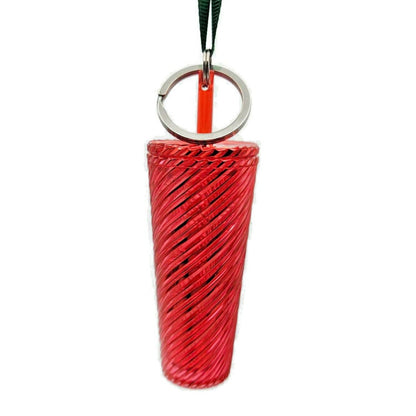 Starbucks Key Chain Cold Cup Tumbler Christmas Ornament Red Swirls 2024 NEW