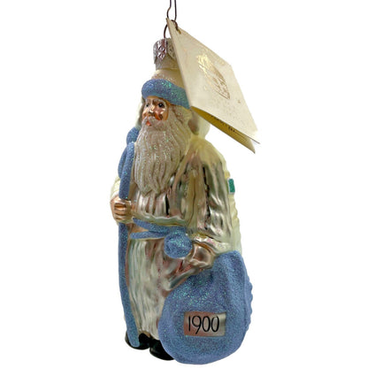 Patricia Breen Millennium Santa Claus Pearl Blue Two Sided Christmas Ornament