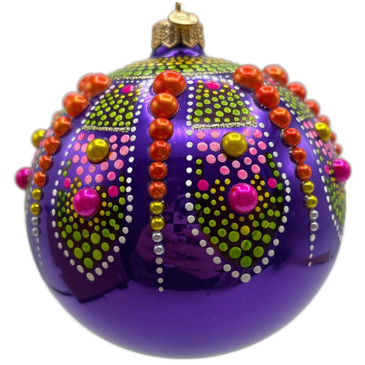 Glitter Lab Purple Mandala Ball Polka Dots Green Orange Christmas Tree Ornament