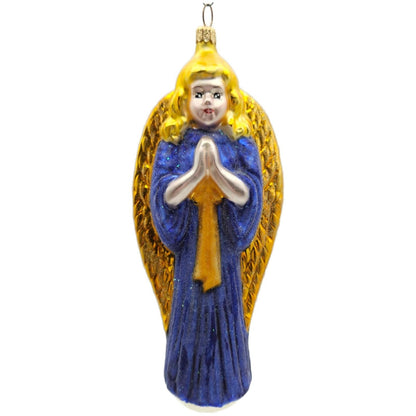 Christopher Radko Choir Angel Blue Gold Christmas Tree Ornament 97-044-0