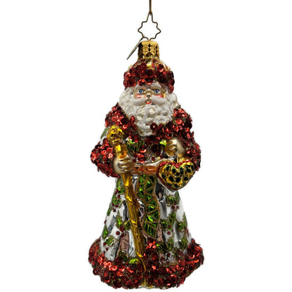 Christopher Radko Luxberry Holiday Sequin Santa Claus Christmas Ornament 1014010