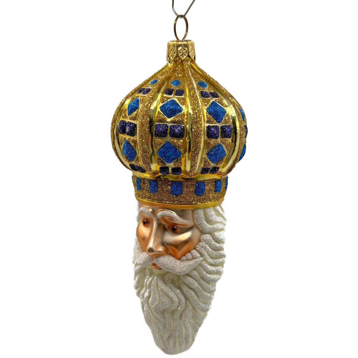 Patricia Breen Bijoux Noel Santa Claus Head Gold Crown Christmas Ornament 2101