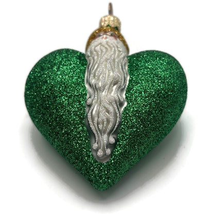 Patricia Breen Santa du Coeur Green Heart Santa Claus Valentine's Day Ornament