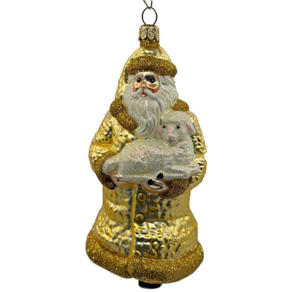 Patricia Breen Lost And Found Gold Santa Claus Lamb Christmas Ornament 2022