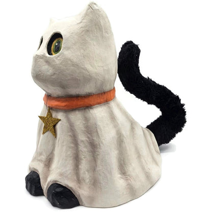 Bethany Lowe Casper Ghost Cat Friendly Spooky Star Paper Mache Halloween Decor