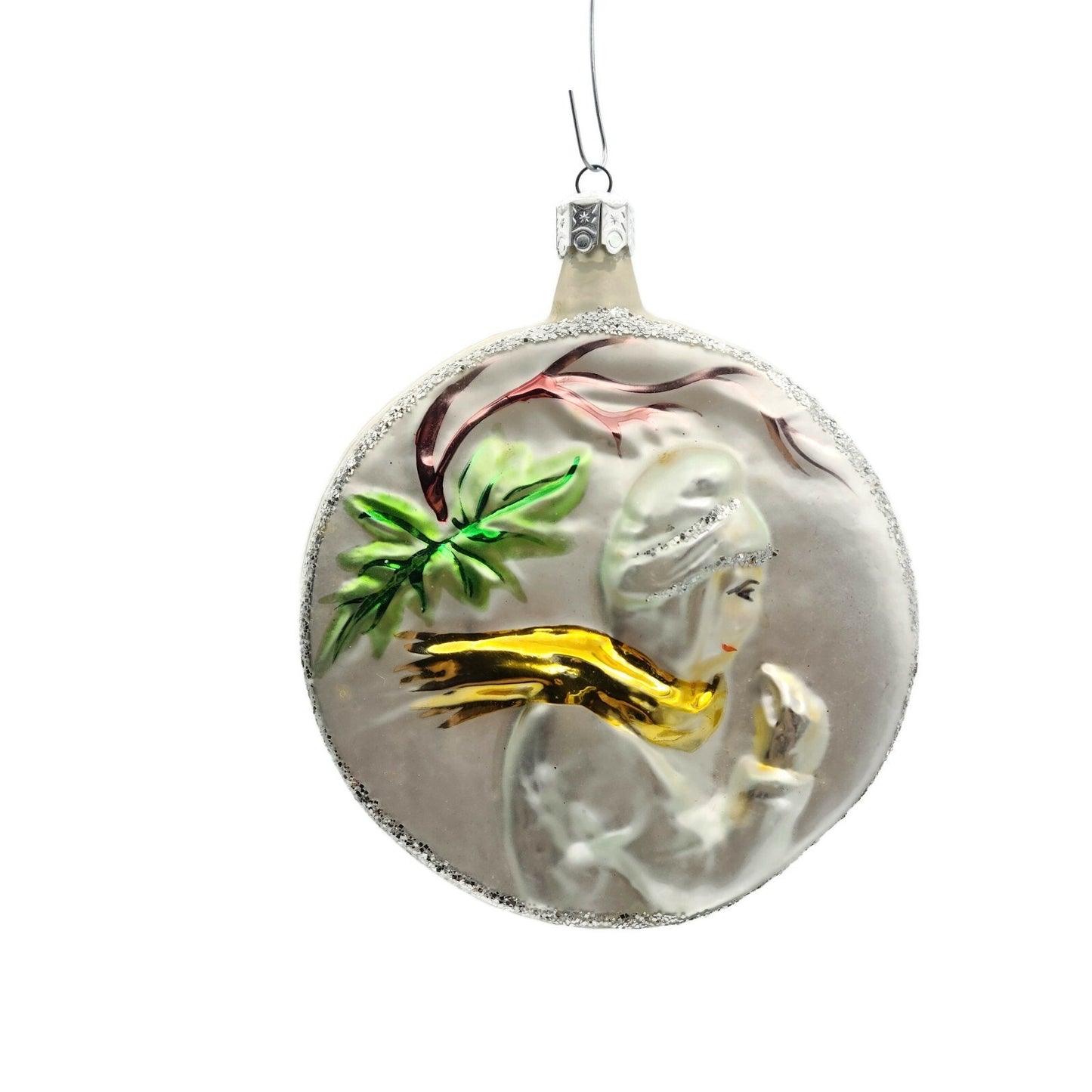 Christopher Radko Early Winter Medallion Silver Christmas Tree Ornament 90-024-0