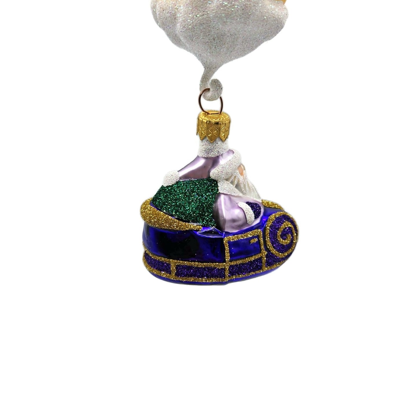 Patricia Breen Night Flight Santa Purple Sleigh Gold Moon Christmas Ornament