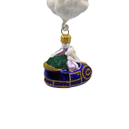 Patricia Breen Night Flight Santa Purple Sleigh Gold Moon Christmas Ornament