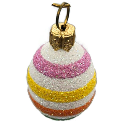 Patricia Breen Miniature Egg Spring Stripes Glass Easter Christmas Ornament 2629