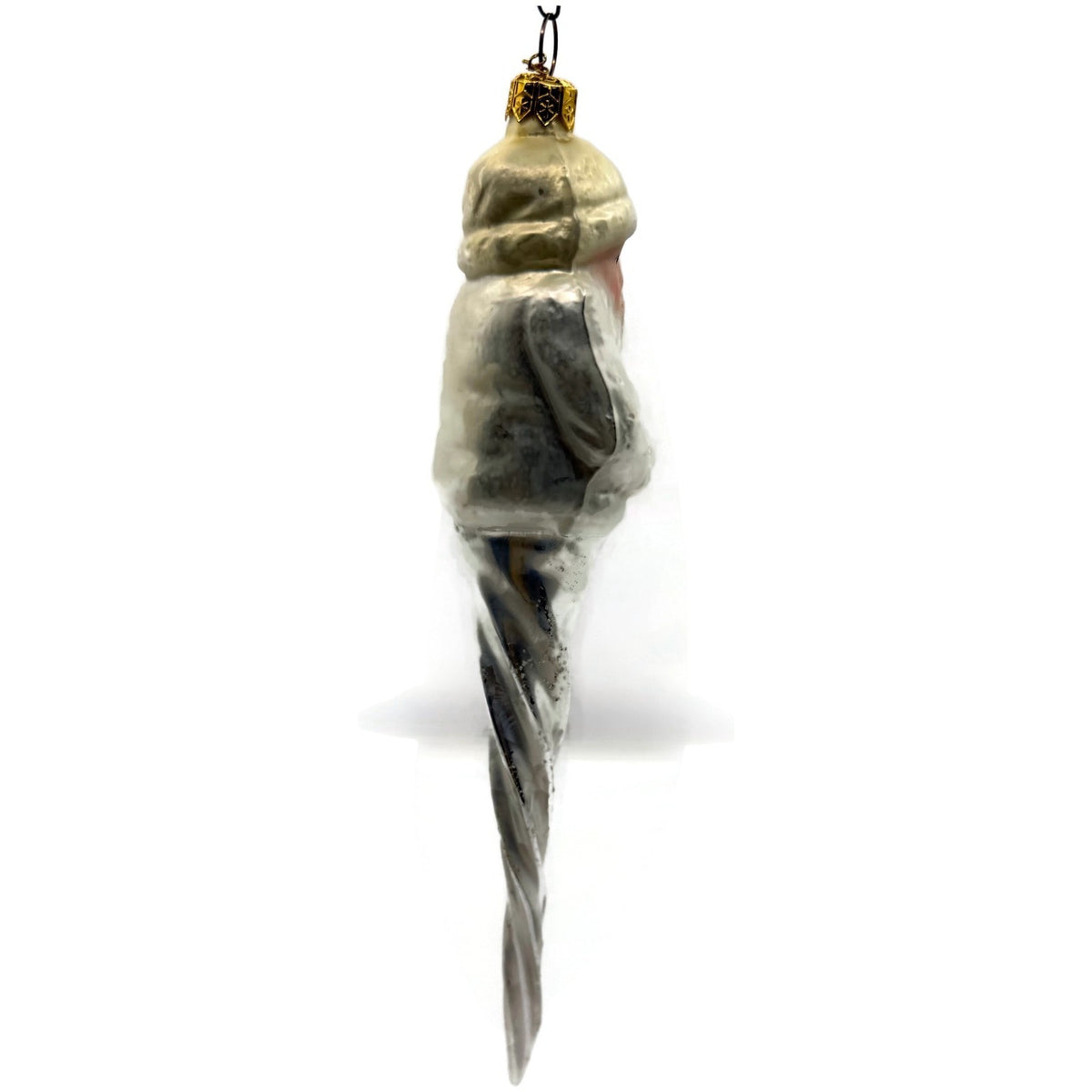 Christopher Radko Frosted Santa Icicle Silver Glass Christmas Ornament 95-143-0