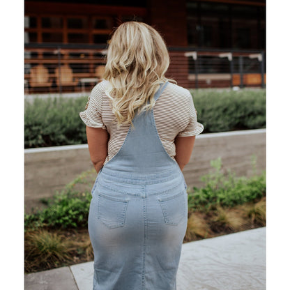 Denim Overall Dress Light Indigo Blue The Esther Women’s Small Boutique Fashion