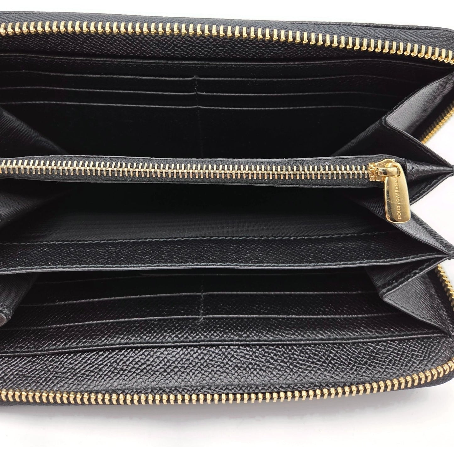 Dolce & Gabbana Black Leather Gold Zip Around Wallet Nutcracker King Stars Royal