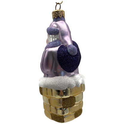 Patricia Breen Here Comes Santa Claus Lavender Gold Chimney Christmas Ornament