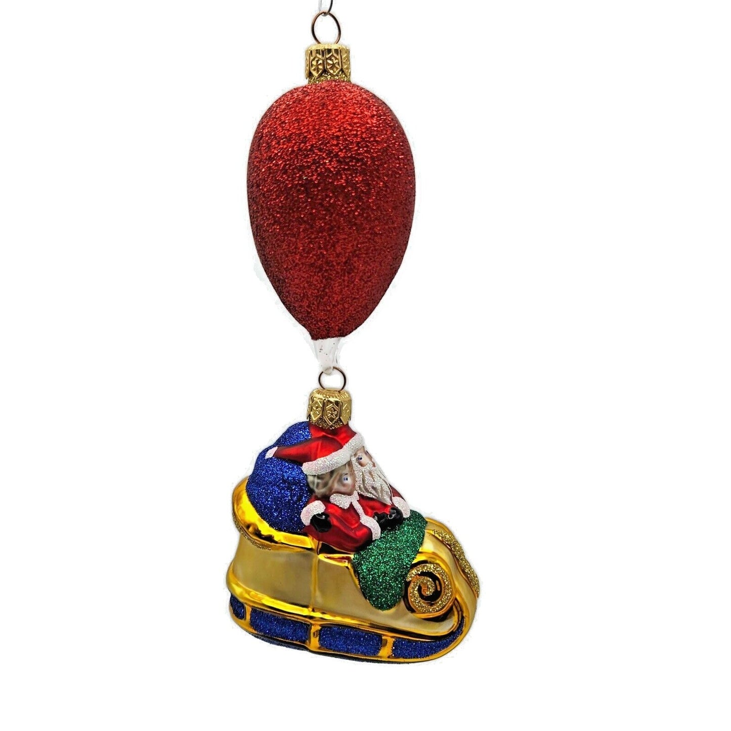 Patricia Breen Love is in the Air Gold Santa Claus Heart Christmas Tree Ornament